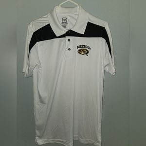 ProEdge, Mizzou, Size M (38/40), White Collared Button Down Golf Polo Ty…